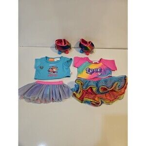 Build A Bear BAB Girl Clothes Lot 2 Outfits Roller Skates Sneaker Tutu's Glitter